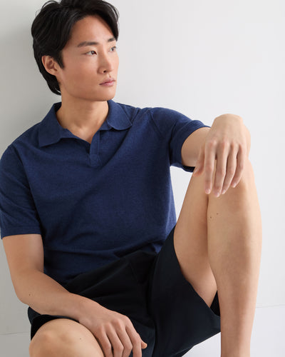 N.Peal Men's Polo Cotton Cashmere T-Shirt Dark Denim Blue