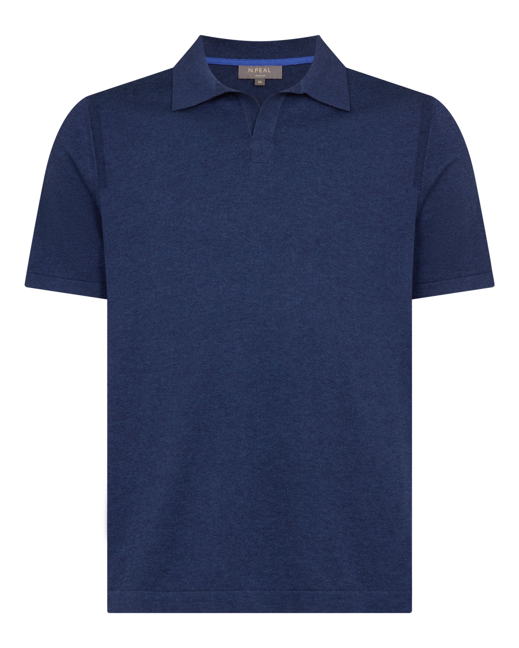Men's Polzeath Cotton Cashmere Polo T-Shirt Dark Denim Blue | N.Peal