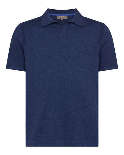 N.Peal Men's Polo Cotton Cashmere T-Shirt Dark Denim Blue