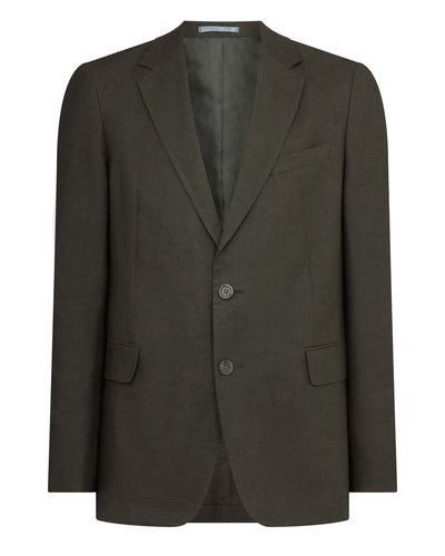 N.Peal Men's Amalfi Linen Jacket Arabica Khaki Green