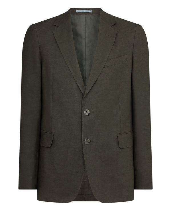 N.Peal Men's Amalfi Linen Jacket Arabica Khaki Green
