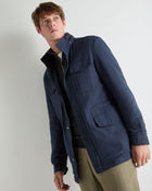 Men's Hampton Linen Blend Field Jacket Navy Blue Herringbone