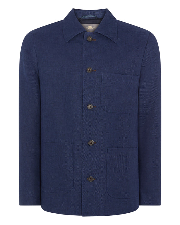 Men's Scala Linen Blend Overshirt Navy Blue