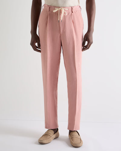 N.Peal Men's Atrani Linen Trouser Pink