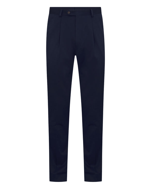 N.Peal Men's Atrani Cotton Trousers Navy Blue