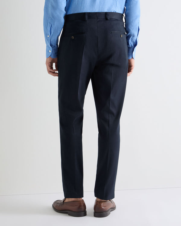N.Peal Men's Atrani Cotton Trousers Navy Blue