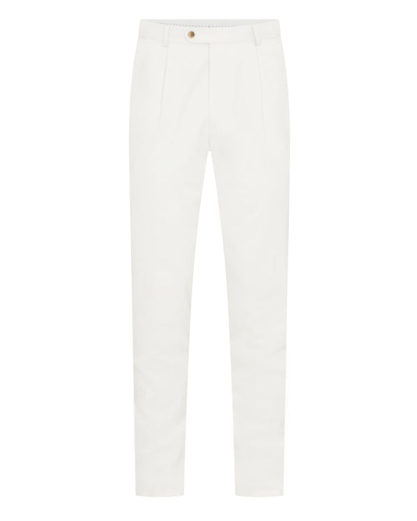 N.Peal Men's Atrani Cotton Trousers White