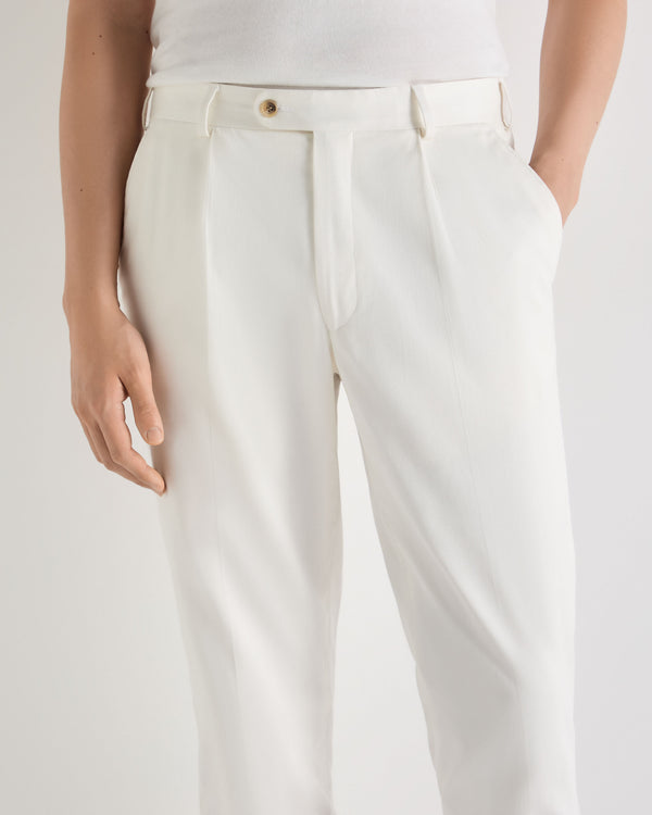 N.Peal Men's Atrani Cotton Trousers White