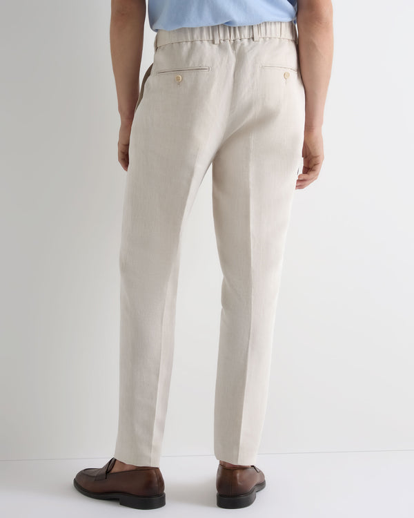 N.Peal Men's Atrani Linen Blend Trousers Sand Brown