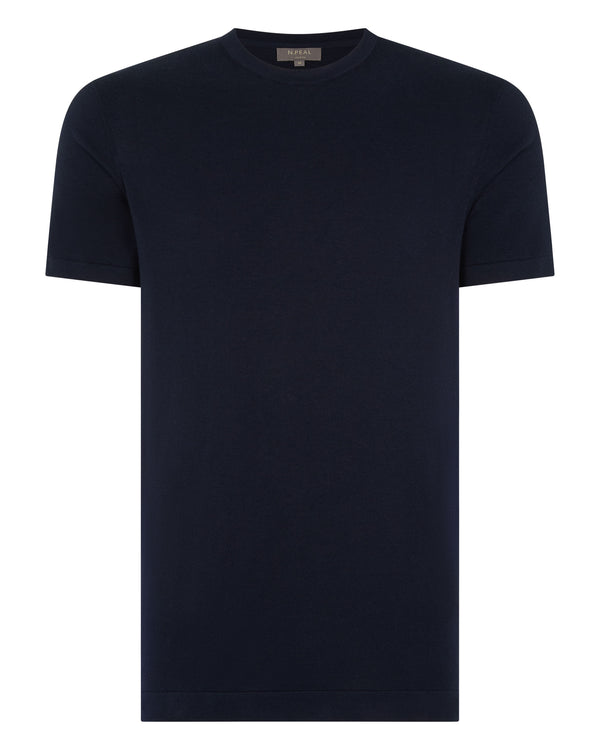 N.Peal Men's Sea Island Cotton T-Shirt Navy Blue