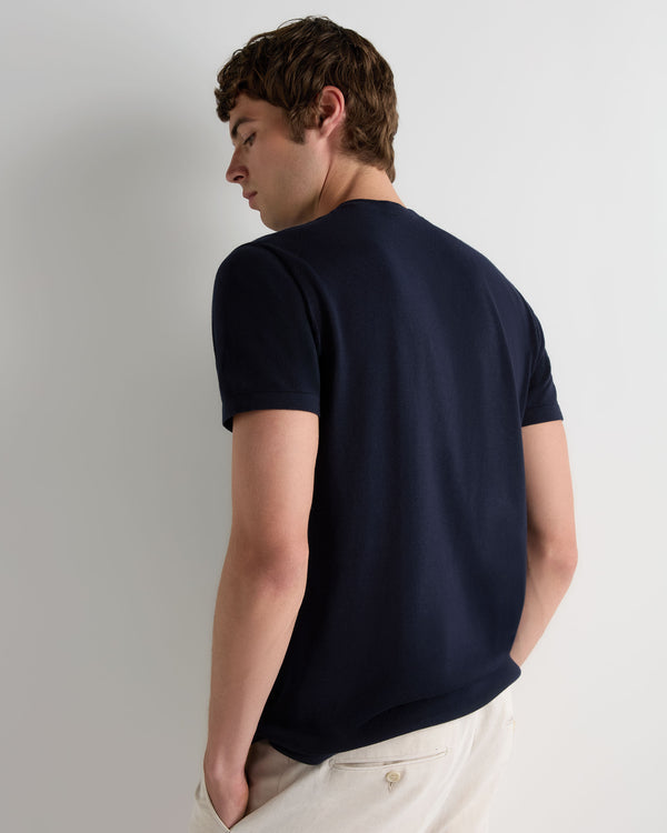 N.Peal Men's Sea Island Cotton T-Shirt Navy Blue