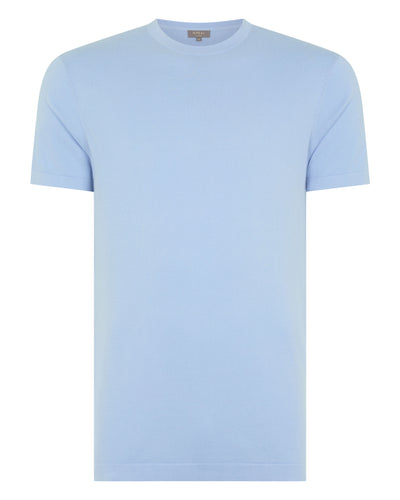 N.Peal Men's Sea Island Cotton T-Shirt Sea Mist Blue