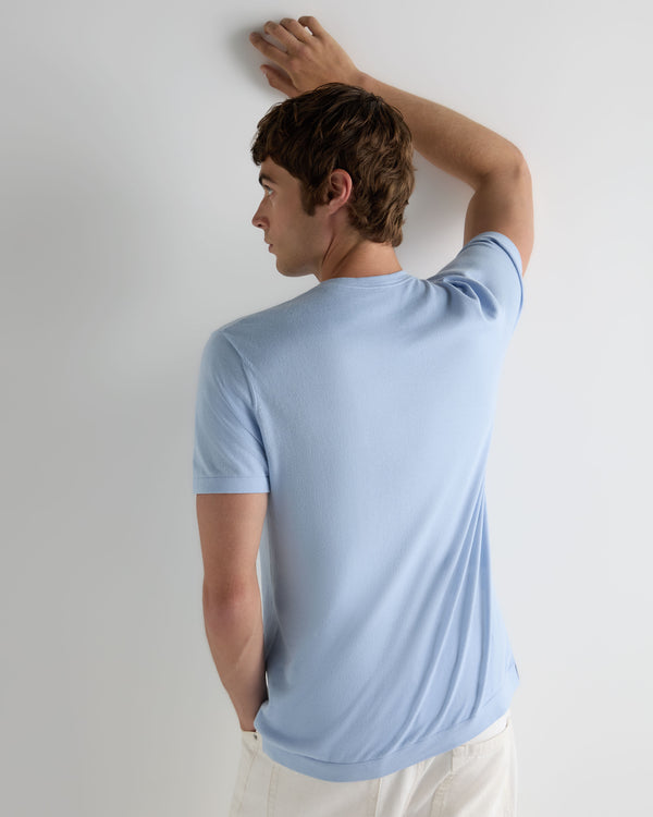 N.Peal Men's Sea Island Cotton T-Shirt Sea Mist Blue