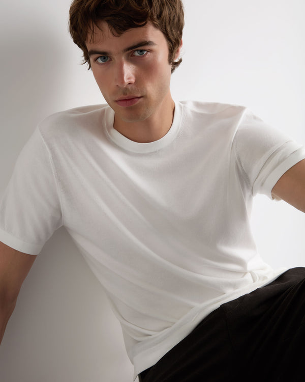 N.Peal Men's Sea Island Cotton T-Shirt White
