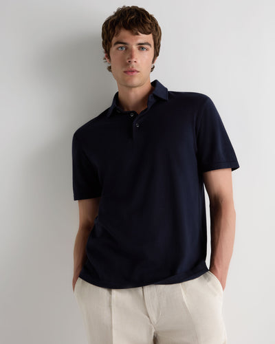 N.Peal Men's Hove Cotton Polo Navy Blue