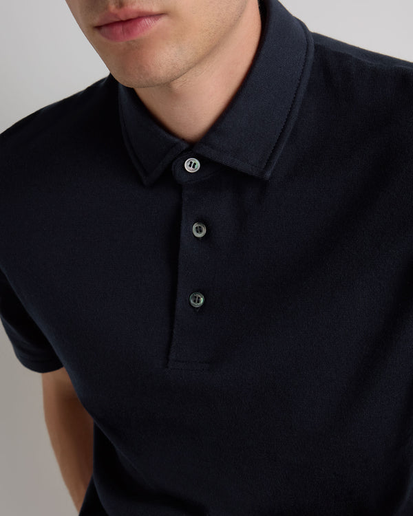 N.Peal Men's Hove Cotton Polo Navy Blue