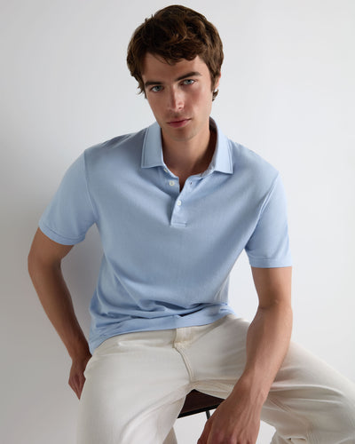 N.Peal Men's Hove Cotton Polo Sea Mist Blue
