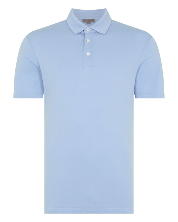 N.Peal Men's Hove Cotton Polo Sea Mist Blue