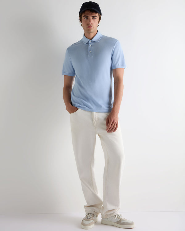 N.Peal Men's Hove Cotton Polo Sea Mist Blue