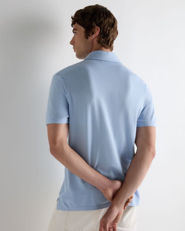 N.Peal Men's Hove Cotton Polo Sea Mist Blue