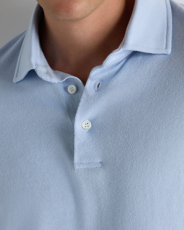 N.Peal Men's Hove Cotton Polo Sea Mist Blue
