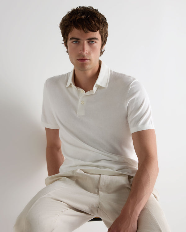 N.Peal Men's Hove Cotton Polo White
