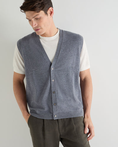 N.Peal Men's Sleeveless Cashmere Tank Top Ash Grey