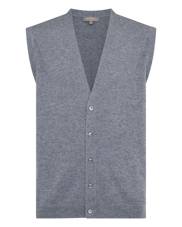 N.Peal Men's Sleeveless Cashmere Tank Top Ash Grey