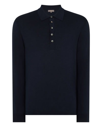 N.Peal Men's Cotton Polo Shirt Navy Blue