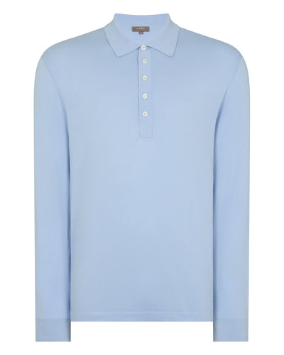 N.Peal Men's Cotton Polo Shirt Sea Mist Blue