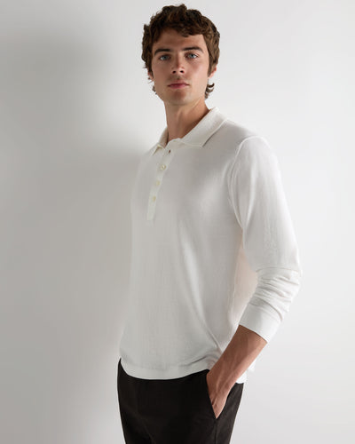N.Peal Men's Cotton Polo Shirt White