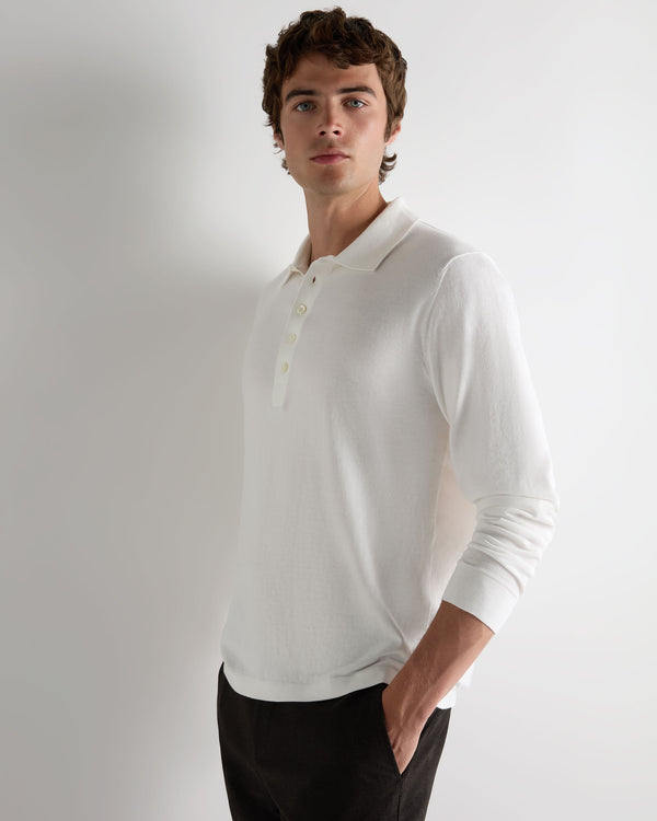 N.Peal Men's Cotton Polo Shirt White