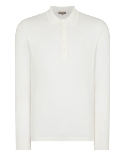 N.Peal Men's Cotton Polo Shirt White