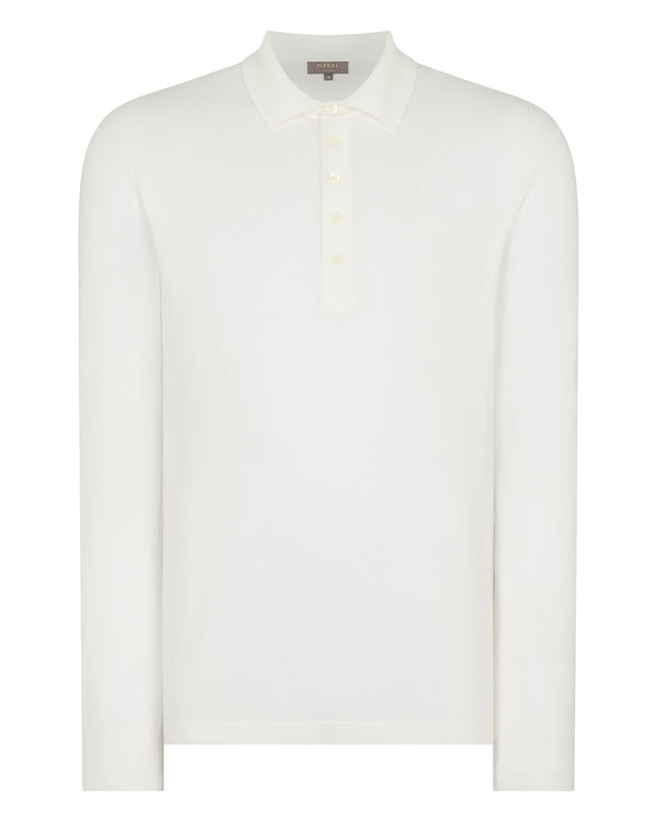 N.Peal Men's Cotton Polo Shirt White