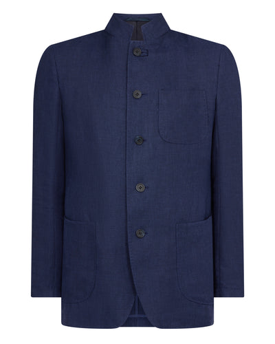 N.Peal Men's Portofino Linen Blend Jacket Navy Blue