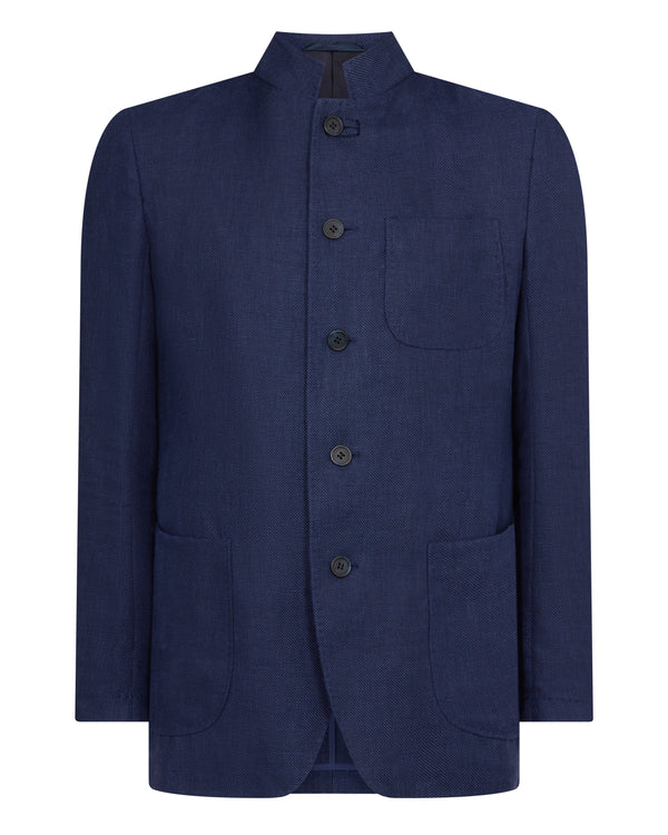 N.Peal Men's Portofino Linen Blend Jacket Navy Blue