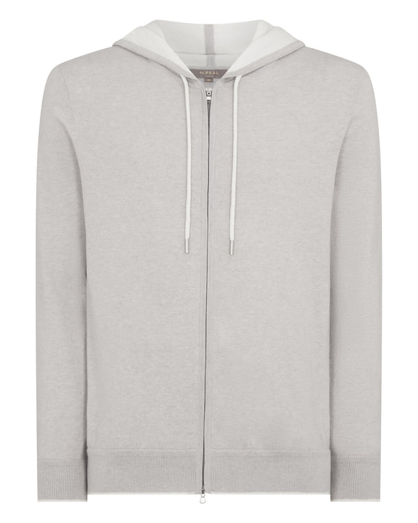 N.Peal Men's Cotton Blend Hoodie Fumo Grey