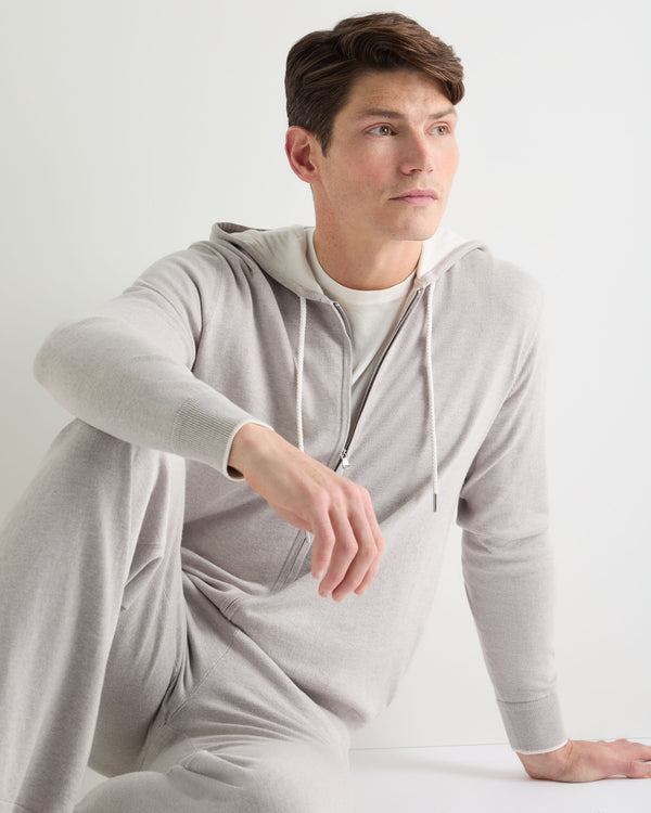 N.Peal Men's Cotton Blend Hoodie Fumo Grey