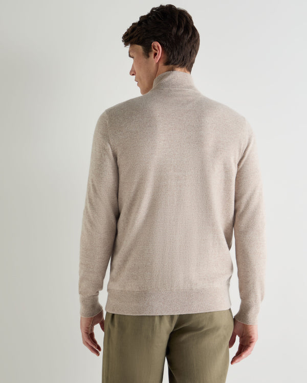 N.Peal Men's Suede Front Zip Through Toasted Sesame Brown