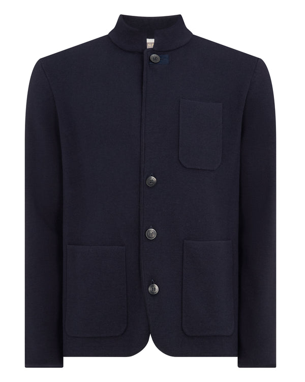 N.Peal Men's Half Milano Cotton Blend Jacket Navy Blue