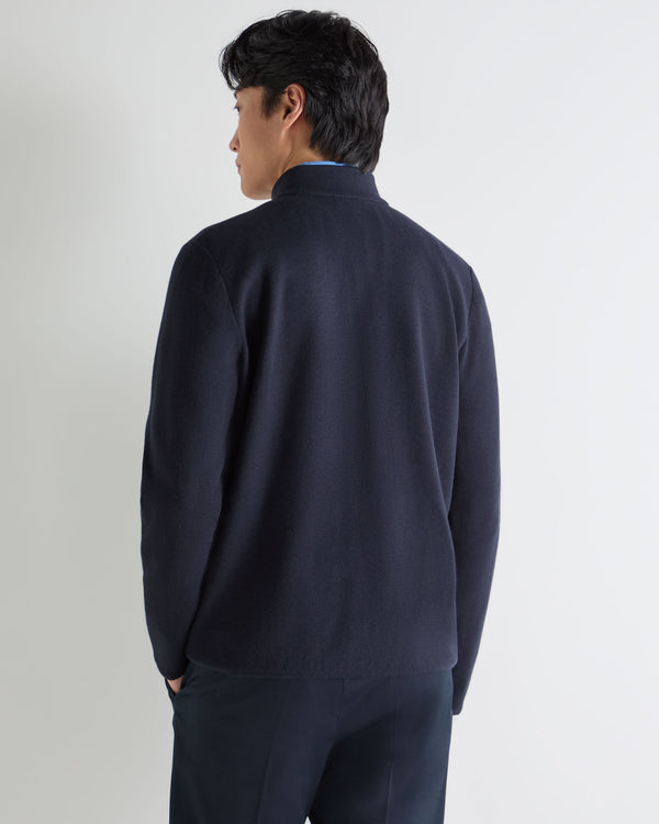 N.Peal Men's Half Milano Cotton Blend Jacket Navy Blue