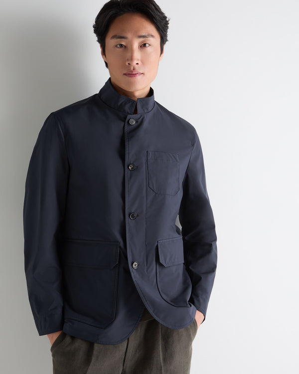 N.Peal Men's Microfibre Stand Collar Jacket Navy Blue
