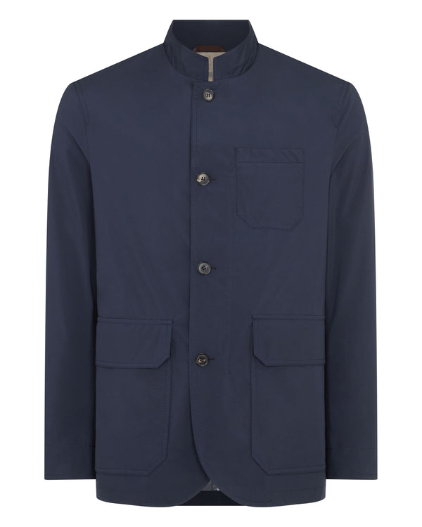 N.Peal Men's Microfibre Stand Collar Jacket Navy Blue