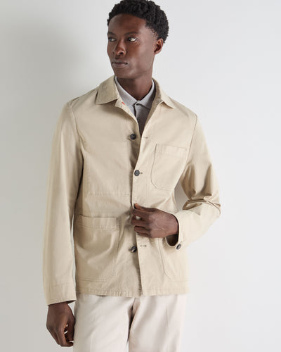 N.Peal Men's Canvas Barn Cashmere Jacket Stone Brown