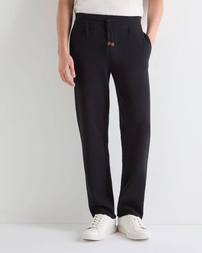 Men's Double Face Cotton Blend Trousers Black