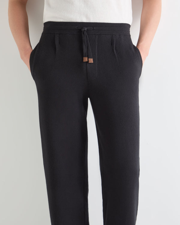 Men's Double Face Cotton Blend Trousers Black