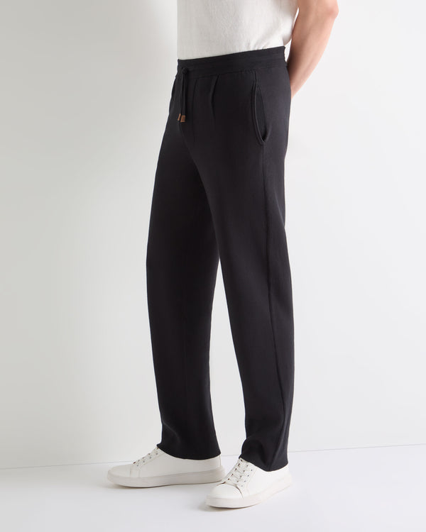Men's Double Face Cotton Blend Trousers Black