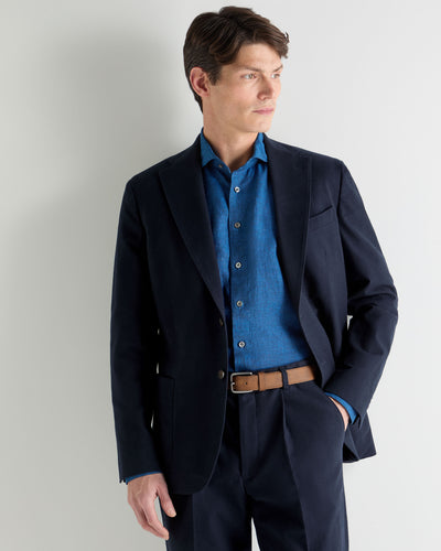 N.Peal Men's Monaco Flannel Cotton Jacket Navy Blue