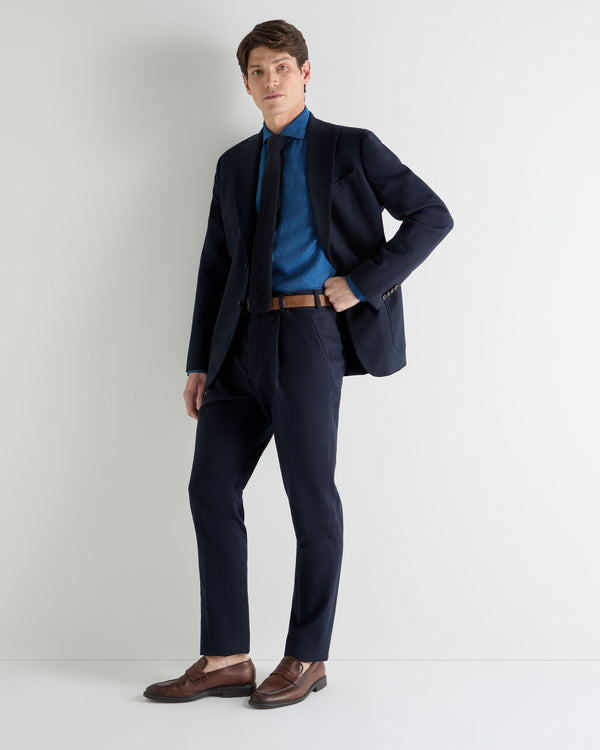N.Peal Men's Monaco Flannel Cotton Jacket Navy Blue