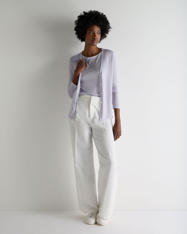 N.Peal Women's Ella Superfine Cashmere Shell Top Lavender Purple